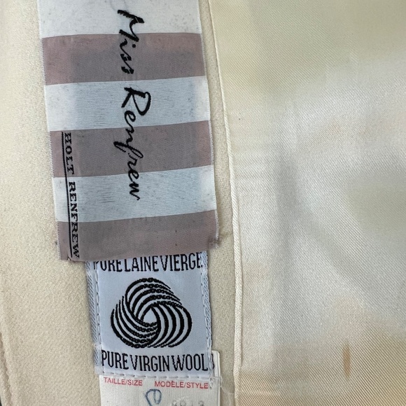 Classic Holt Renfrew Vintage Cream Light Wool Coat With Black Piping - Picture 2 of 8